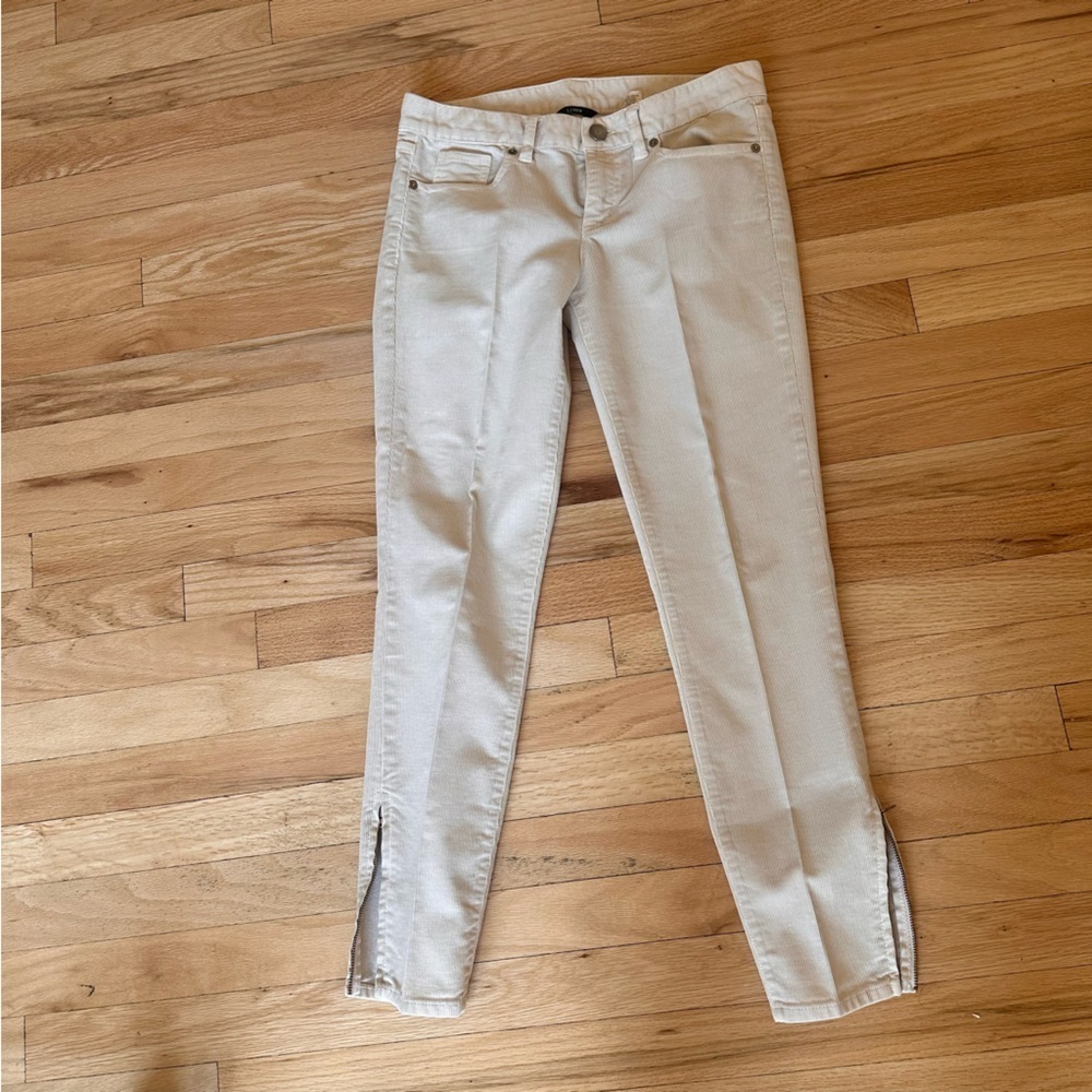 J Crew Womens Toothpick Corduroy Pants Sz 26 Ankle Zip